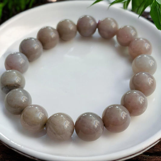 Natural Smoke Grey Jade Beaded Bracelet| 12mm Beads |Bracelet for Men|Healing Stone Jewelry|Gift for Her|Wellness Bracelet