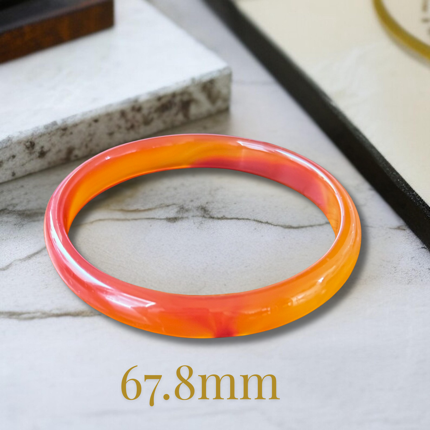 Carnelian Bangle Bracelet - Energy, Confidence S-XL wrist