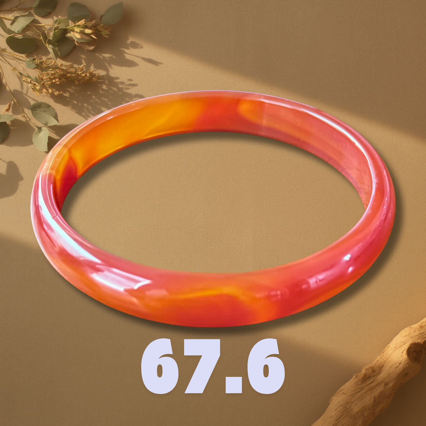 Carnelian Bangle Bracelet - Energy, Confidence S-XL wrist