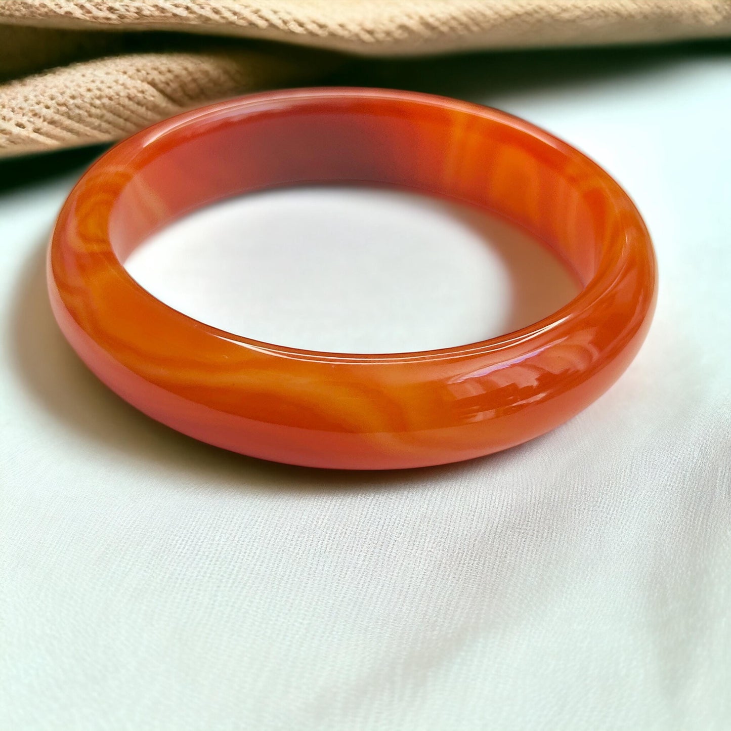 Natural Red Banded Agate Bangle - Handcrafted Crystal Healing Bracelet