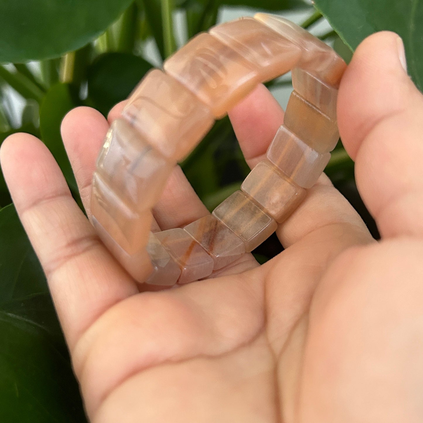 Natural Sunstone 11mm Square, Crystal Bangle , gemstone beads, sun stone mala beads, Gift Crystal Bracelet, Self-Empowerment: Sunstone