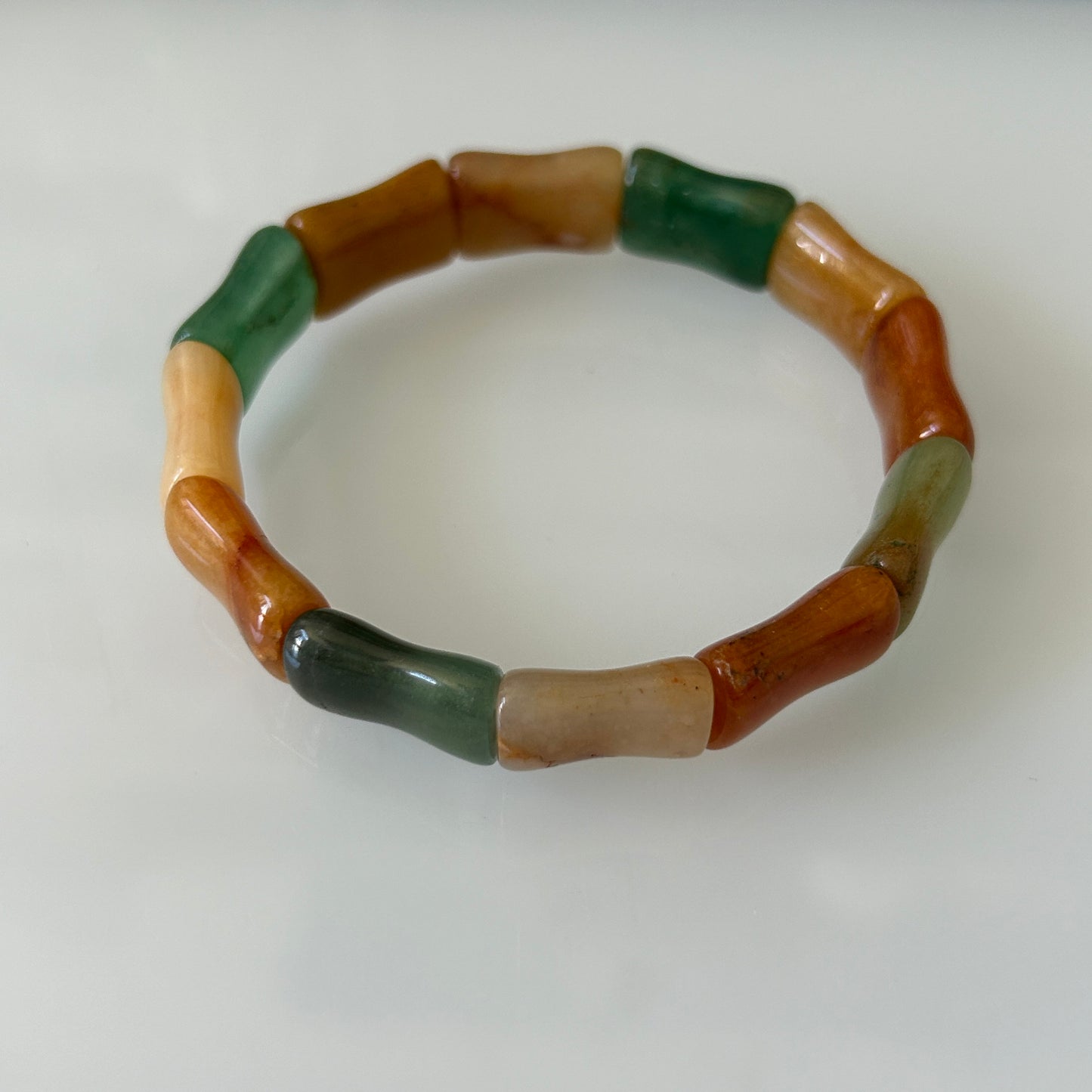 Multi Color Aventurine Jade Bangle Gemstone Men & Women Stretch Bracelet Balance Healing fit 17CM Double Drill Bamboo Pillow Shape Beads