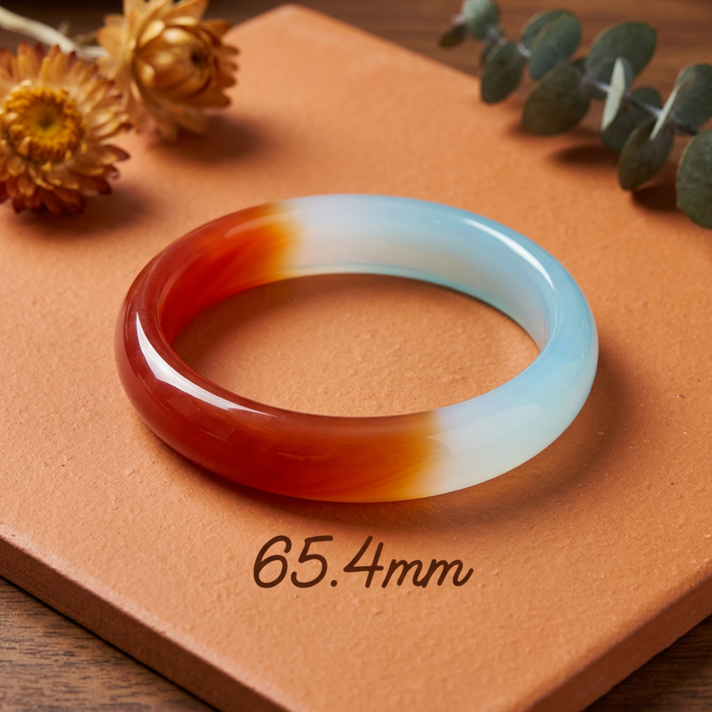 Carnelian Bangle Bracelet - Energy, Confidence S-XL wrist