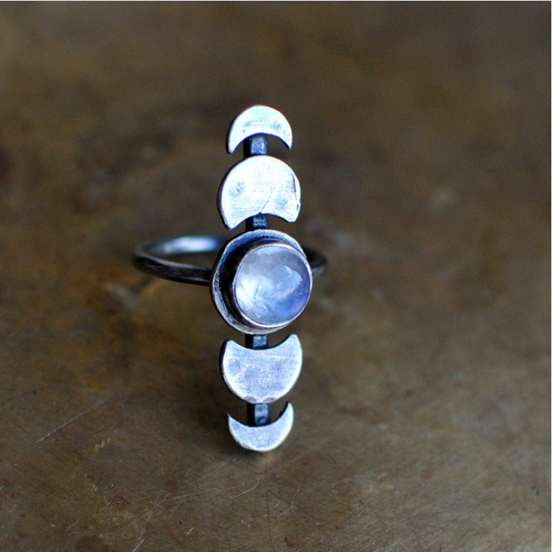 Moon Moonstone Ring, Crescent Moonstone Ring