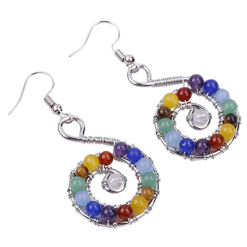 Natural Mixed Beads Colorful Stone Earrings