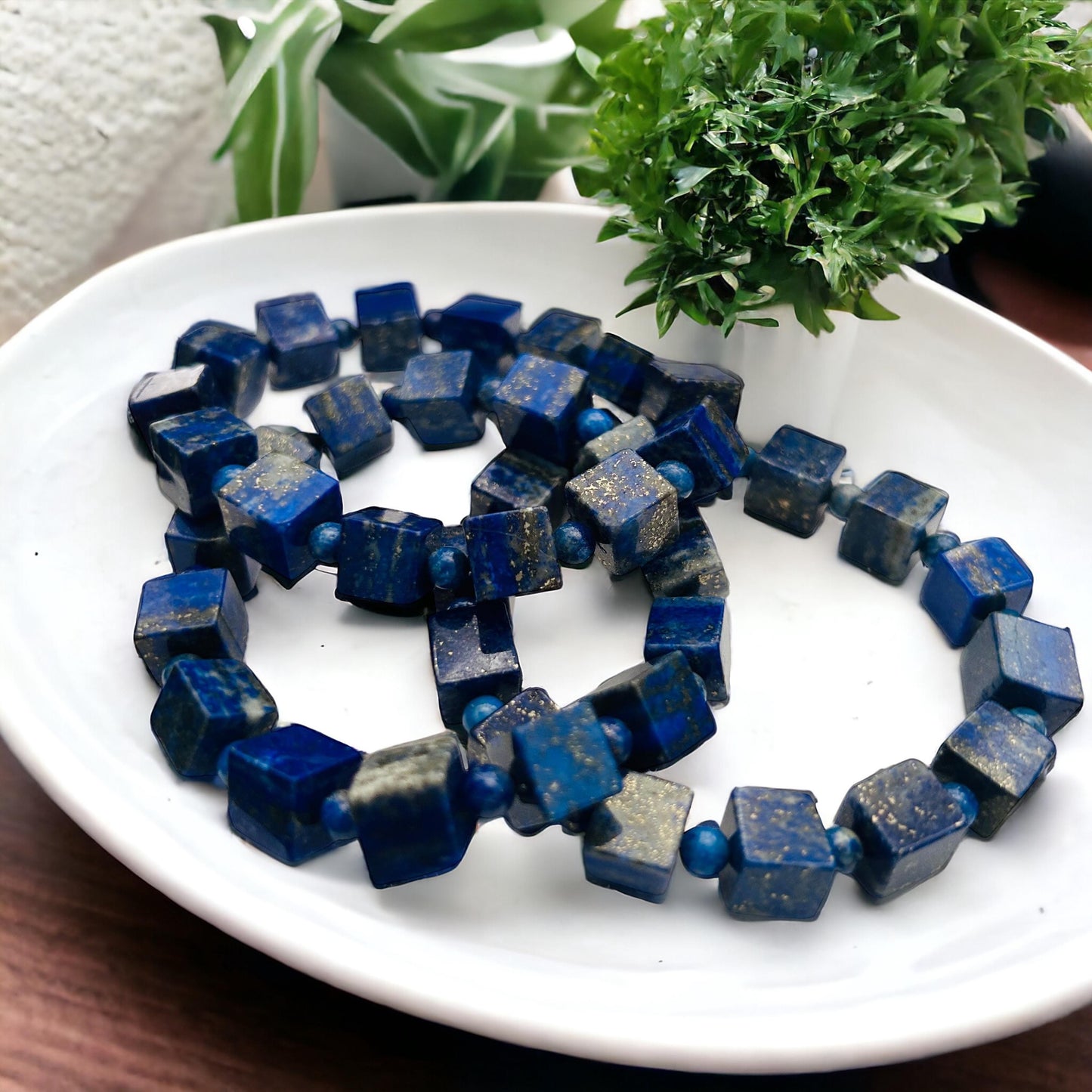 Lapis Lazuli Gold Shimmer Beaded Bracelet | Stretchable Crystal Bracelet | Custom Resizable Bracelet | Healing Stone Jewelry | Gift for Her