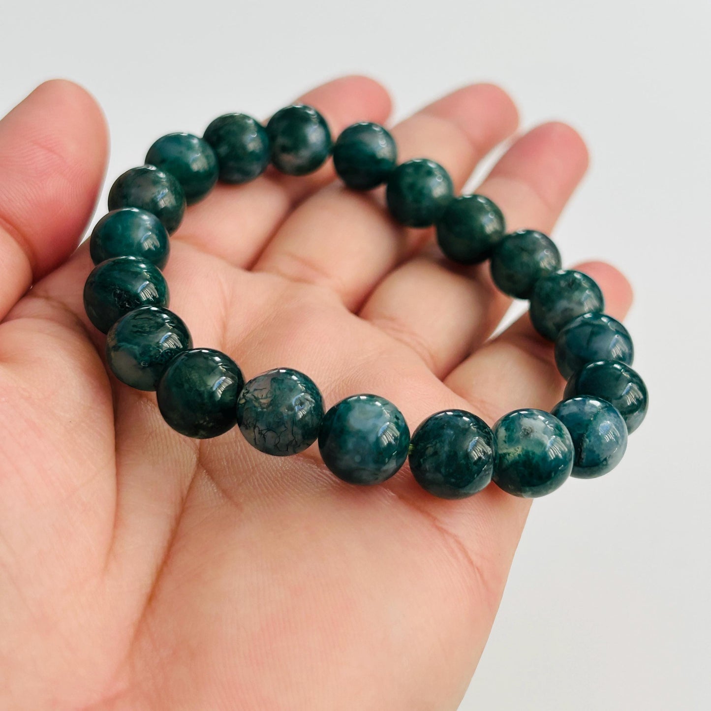 Natural Moss Agate Bracelet | Gemstone Beaded Jewelry | Premium Quality Bracelet | Gift for Him | Gift for Her | Stone