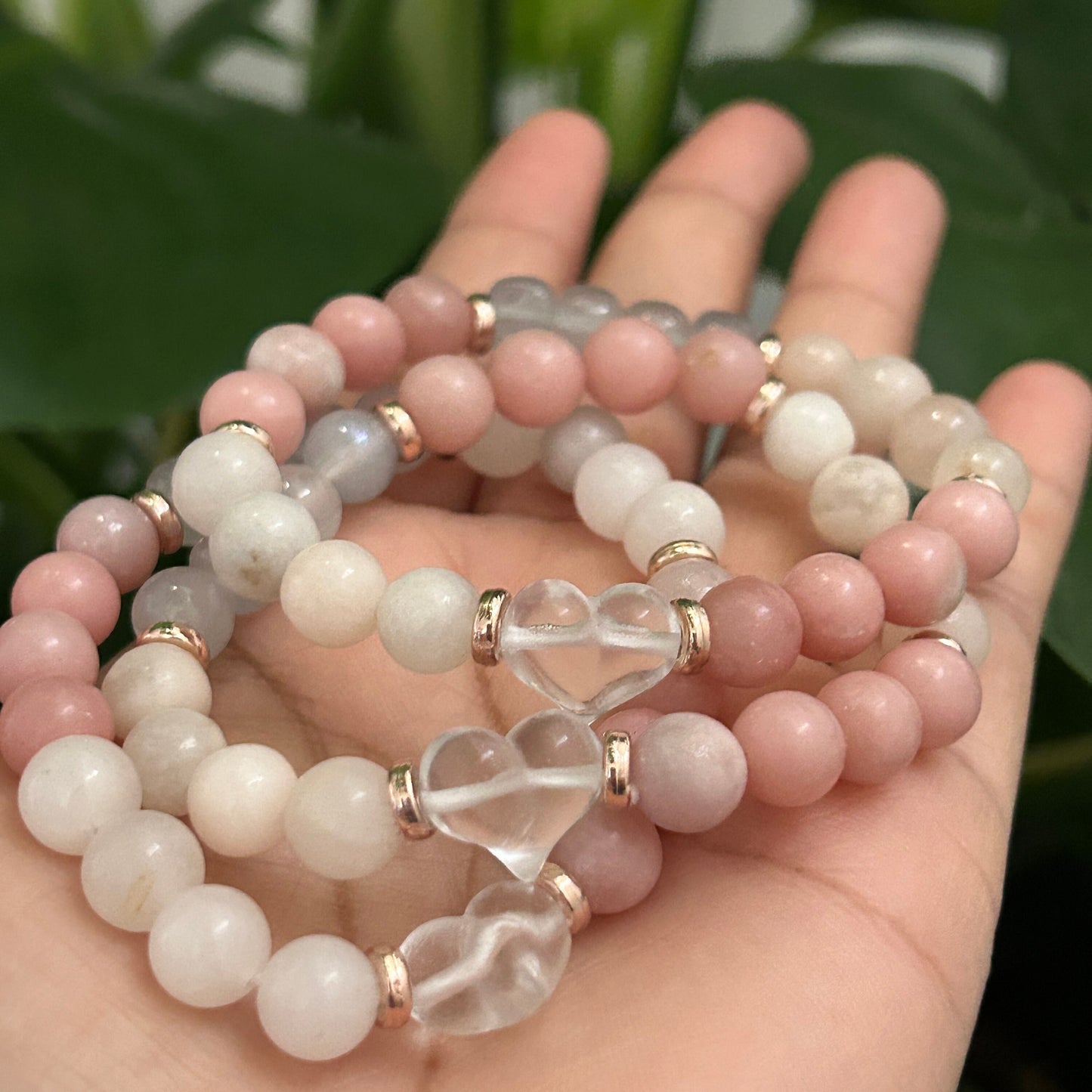 Pink Opal, Pink Aventurine, and Clear Quartz Heart Healing Bracelet - Emotional Healing, Love & Confidence - 8mm Natural Gemstone Beads Gift