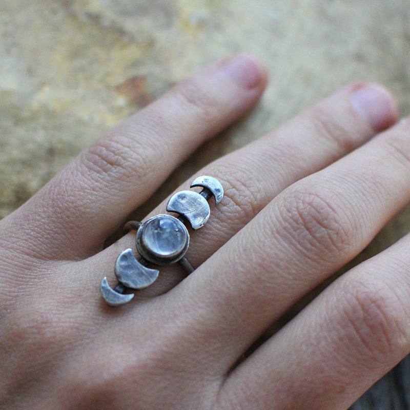 Moon Moonstone Ring, Crescent Moonstone Ring