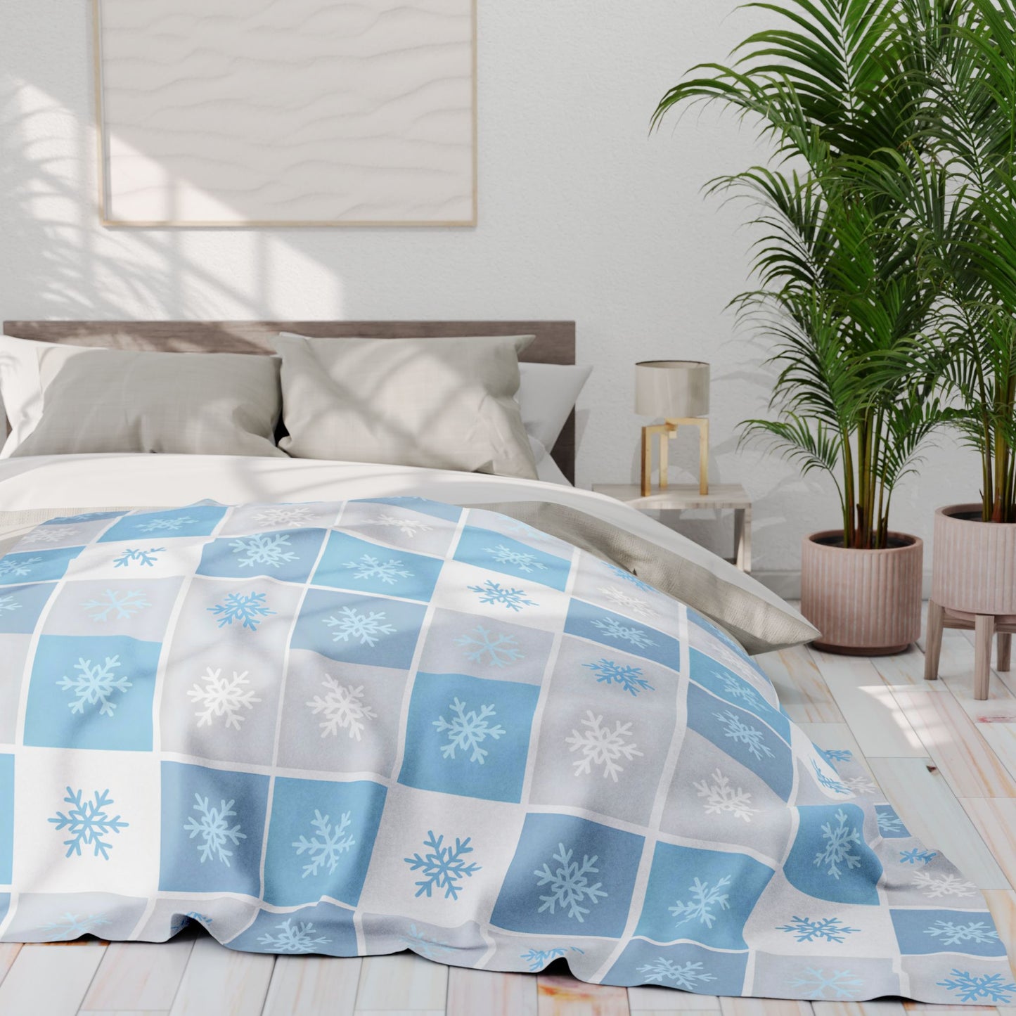Cozy Winter Fleece Blanket - Snowflake Pattern, Perfect for Cold Nights, Home Decor, Gift for Him/Her, Holiday Blanket, Snuggle Up!