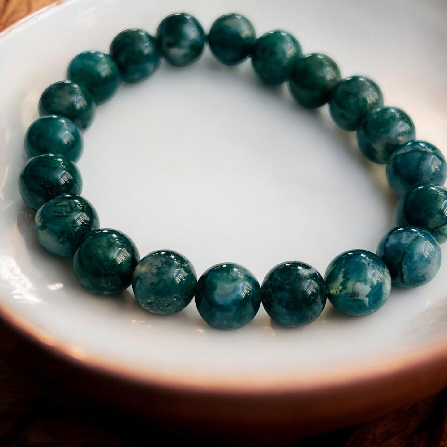 Natural Moss Agate Bracelet | Gemstone Beaded Jewelry | Premium Quality Bracelet | Gift for Him | Gift for Her | Stone