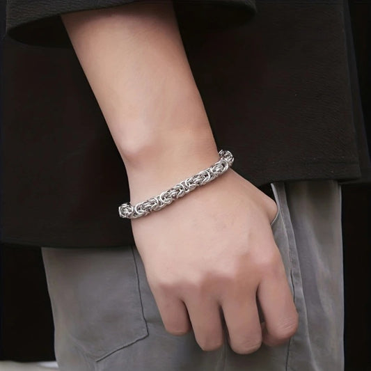 Vintage Braided Titanium Steel Bracelet for Men – Hip Hop Minimalist Chain, Durable Stainless Steel, Handmade Link Design