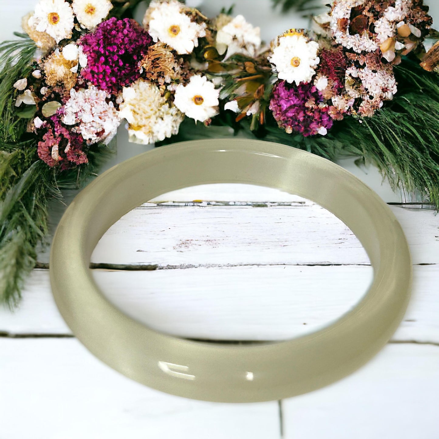 Cat Eye Jade Bangle Bracelet | Crystal Bangle | Sakura Bracelet | Elegant Wristwear | Gift for Her | Crystal Bracelet for Women