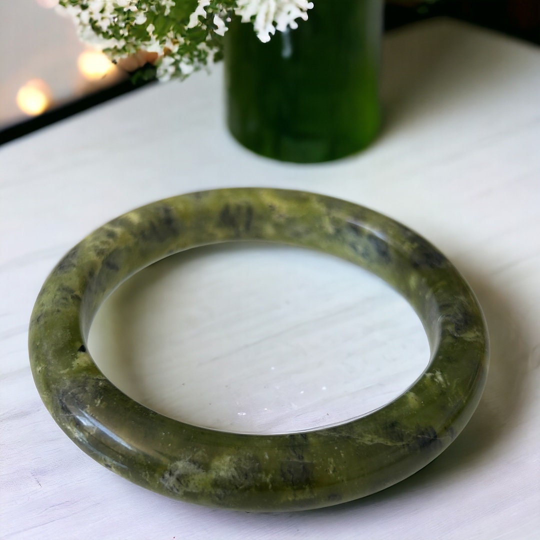 63 - 64mm Canadian Nephrite Jade Bangle | Crystal Jade Bangle | Gift for her | Gift Bangles | Crystal Bangle Bracelet | Jade Bangle Bracelet