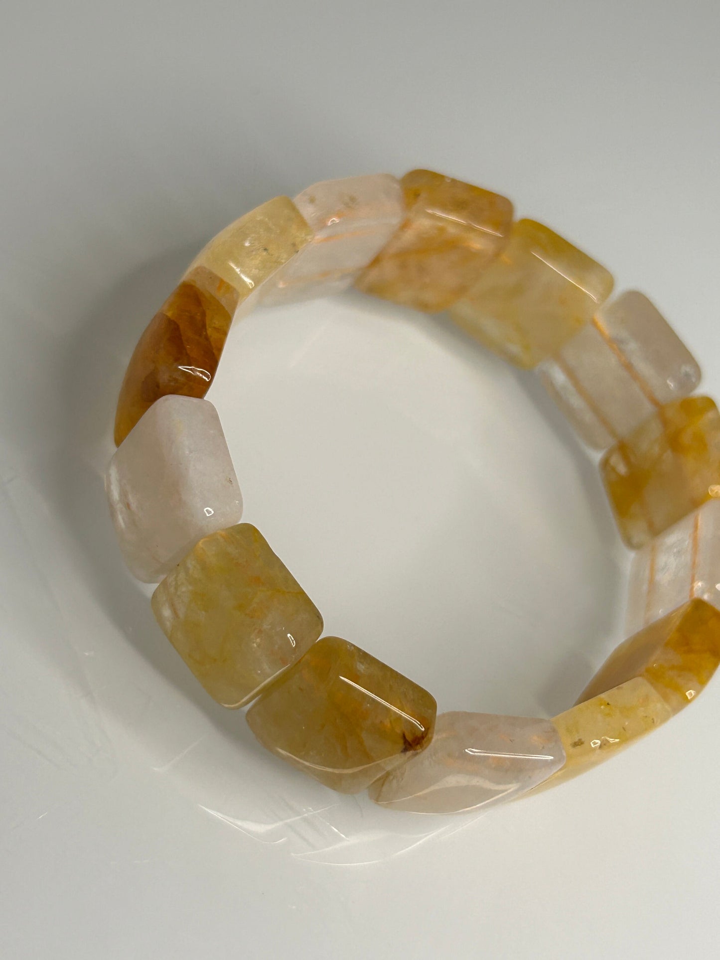 17MM Square Soft Bangle, Golden Healer Bracelet | Golden Healer Quartz crystal point beaded gemstone bracelet | Gift for Her, Gift for MOM