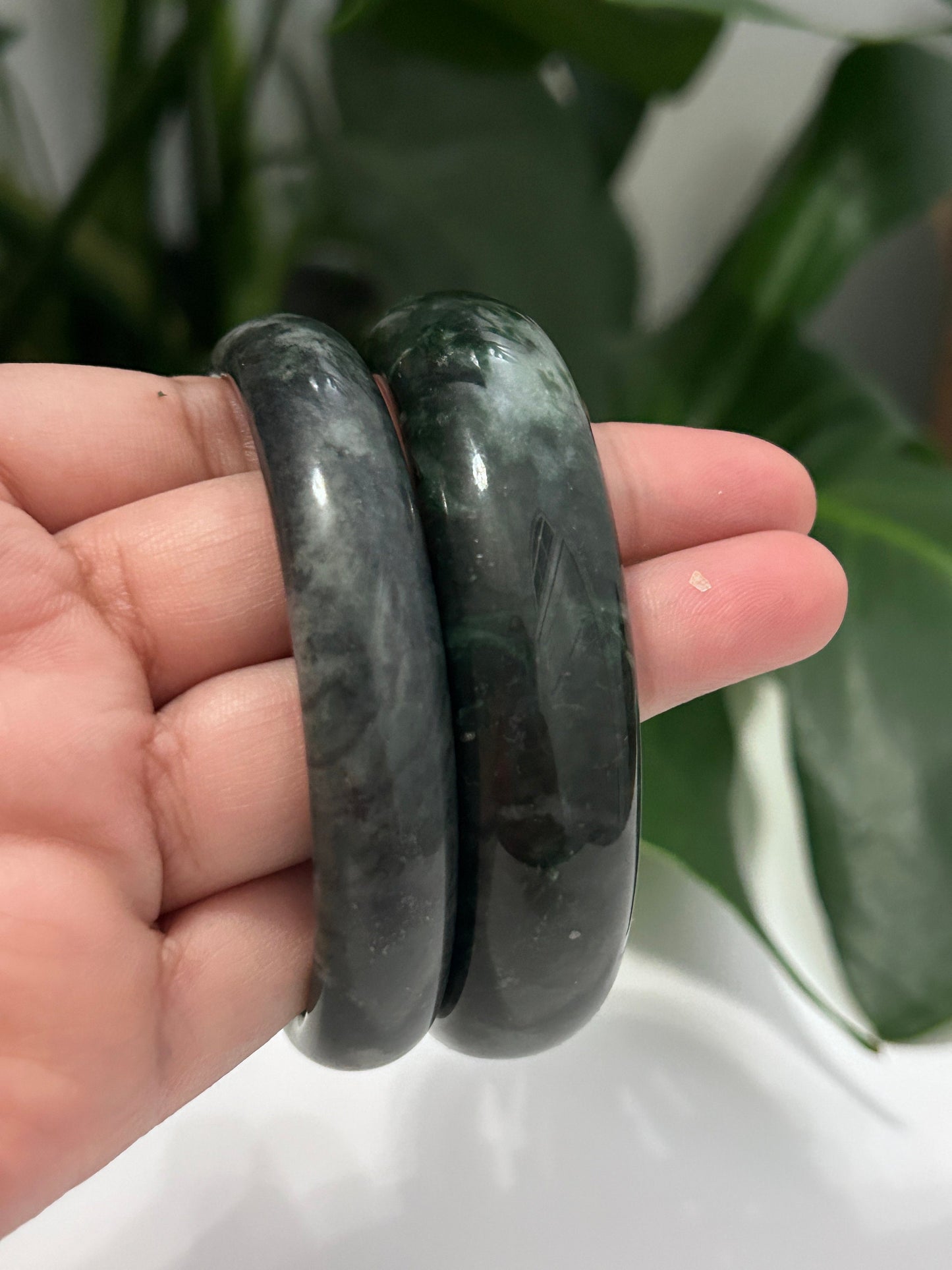 62.4 & 62.7 Natural Medecine King Jade Hard Bangle, Grade A ⁂ Medicine King Stone (Tibetan Serpentine) Natural Tibetan Jade Crystal Bracelet