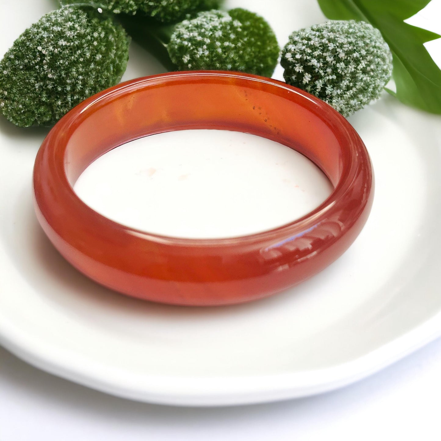 Natural Red Banded Agate Bangle - Handcrafted Crystal Healing Bracelet