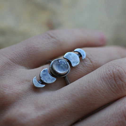 Moon Moonstone Ring, Crescent Moonstone Ring