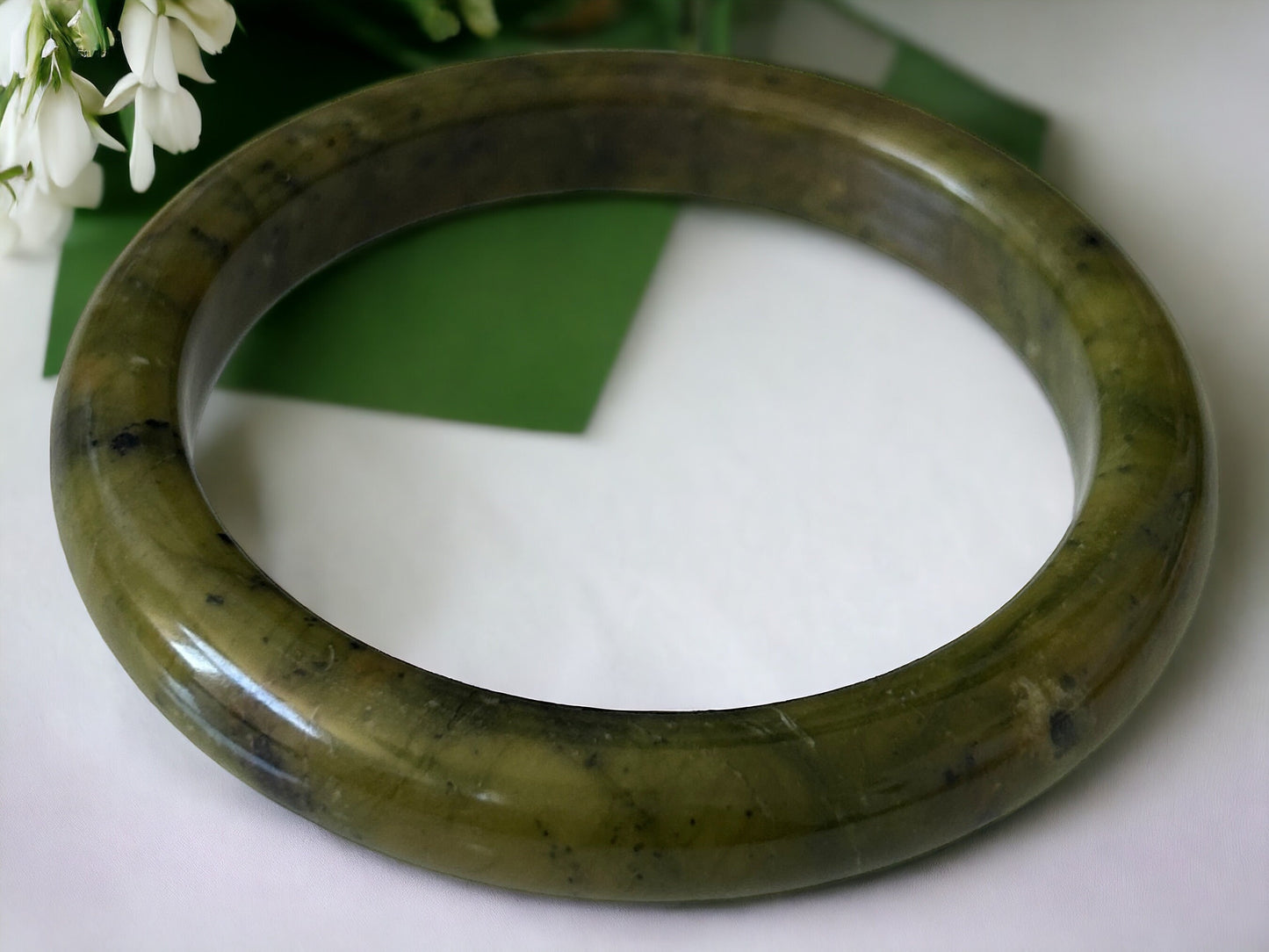 63 - 64mm Canadian Nephrite Jade Bangle | Crystal Jade Bangle | Gift for her | Gift Bangles | Crystal Bangle Bracelet | Jade Bangle Bracelet