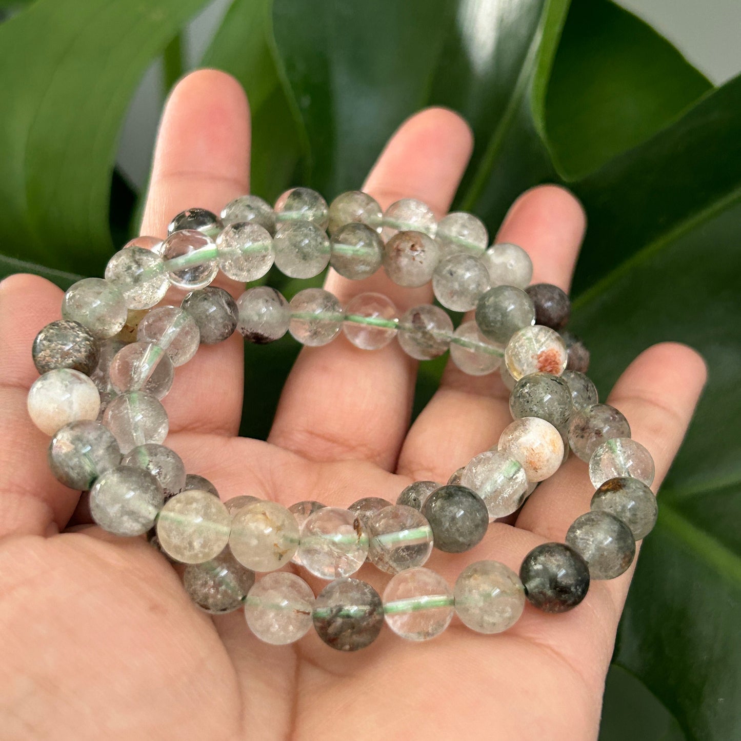 8mm Genuine Natural Garden Phantom Quartz Beads Bracelet, four seasons, healing bracelet, Gift for her, gift for him, Real Garden Quartz