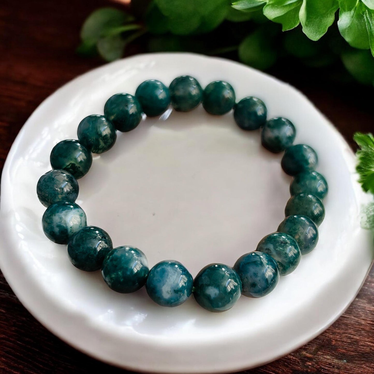 Natural Moss Agate Bracelet | Gemstone Beaded Jewelry | Premium Quality Bracelet | Gift for Him | Gift for Her | Stone