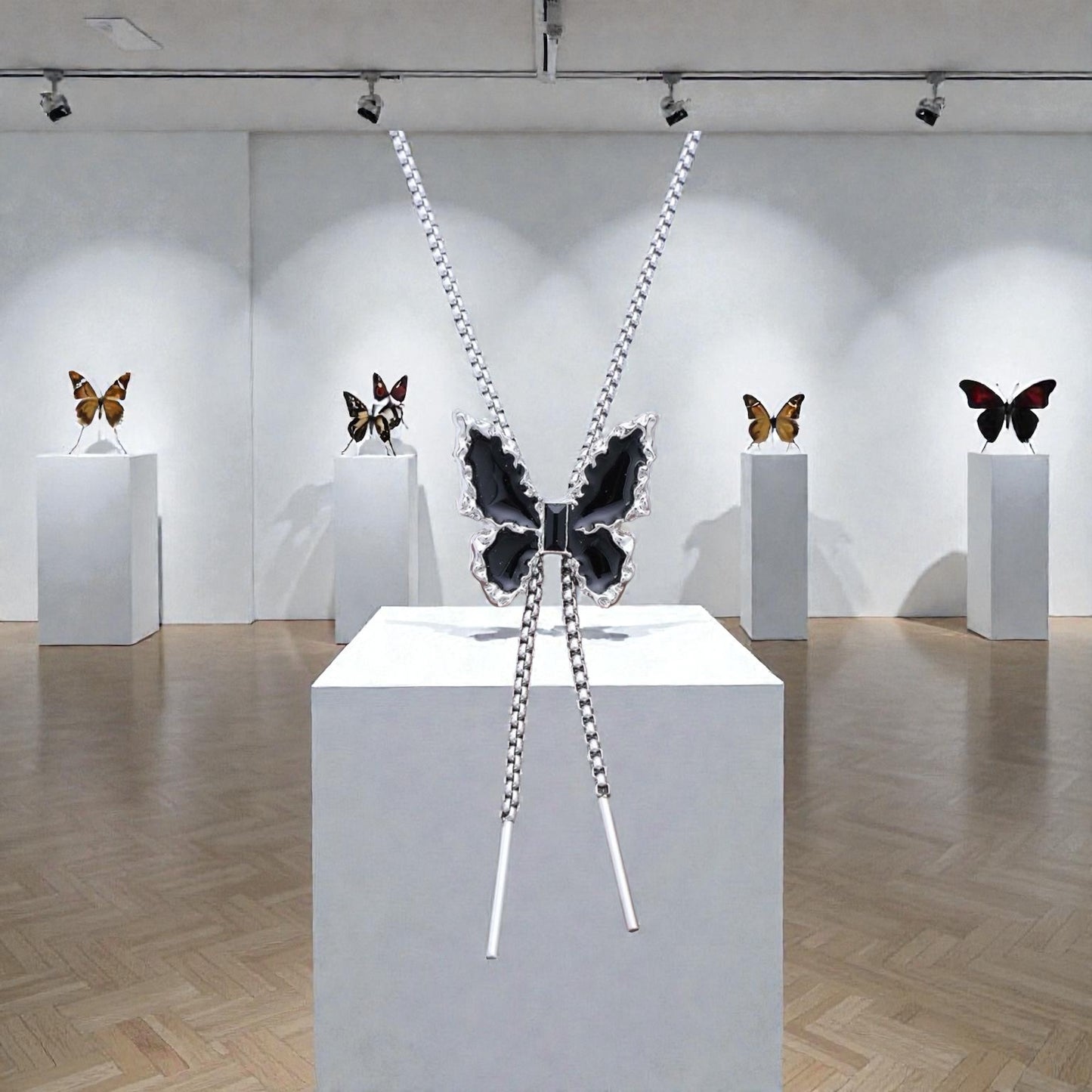 Midnight Butterfly Lariat Necklace