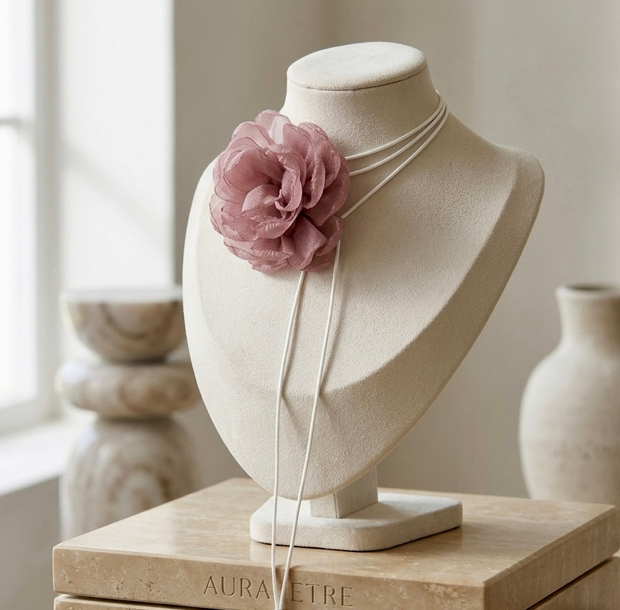 Organza Bloom Flower Choker Necklace