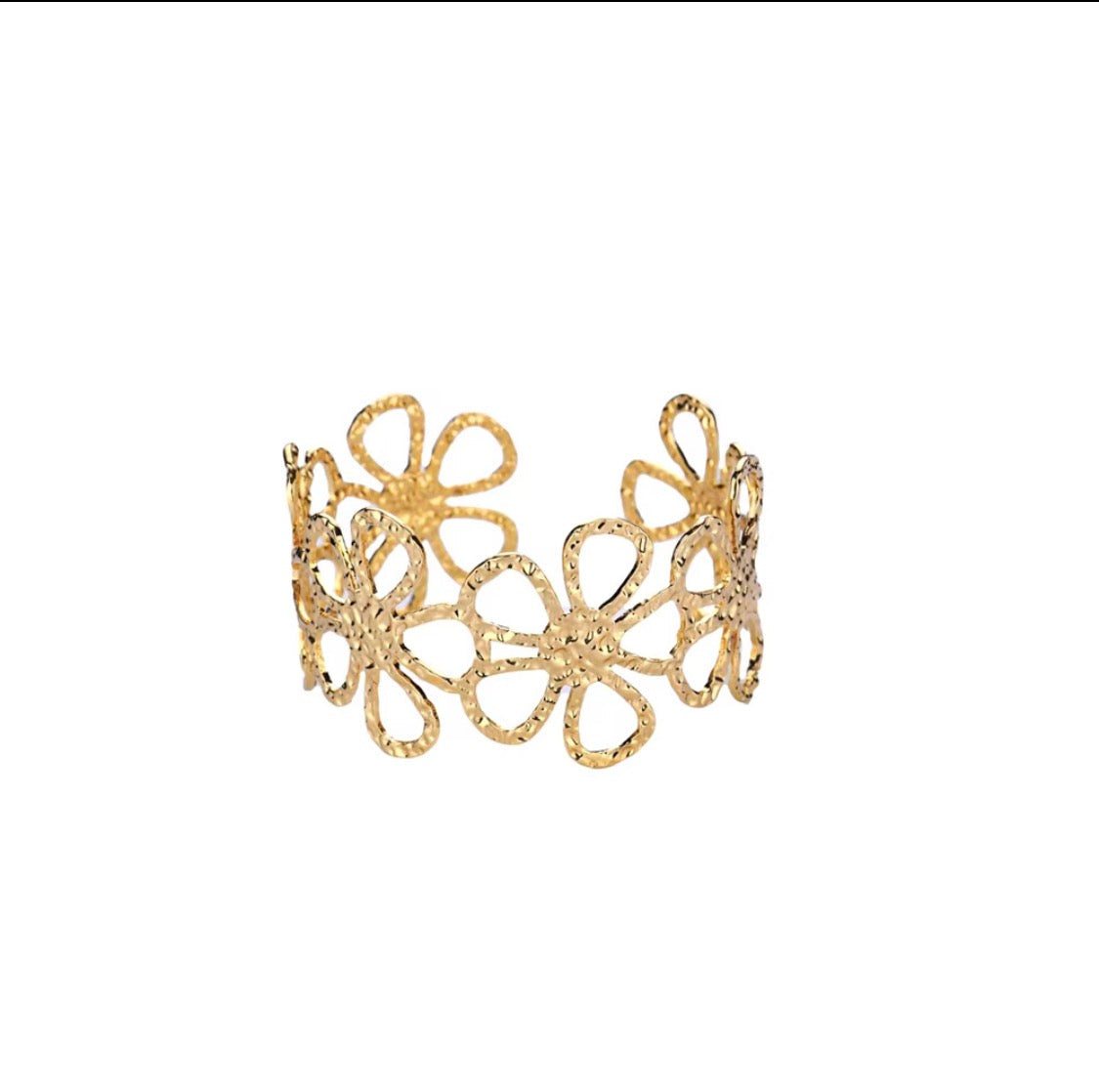 Gold Daisy Flower Cuff Bracelet