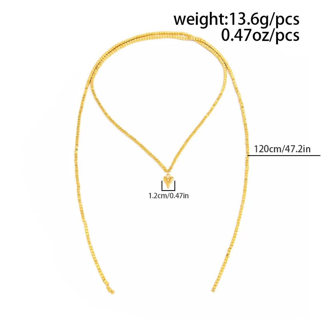 Gold Heart Lariat Wrap Necklace