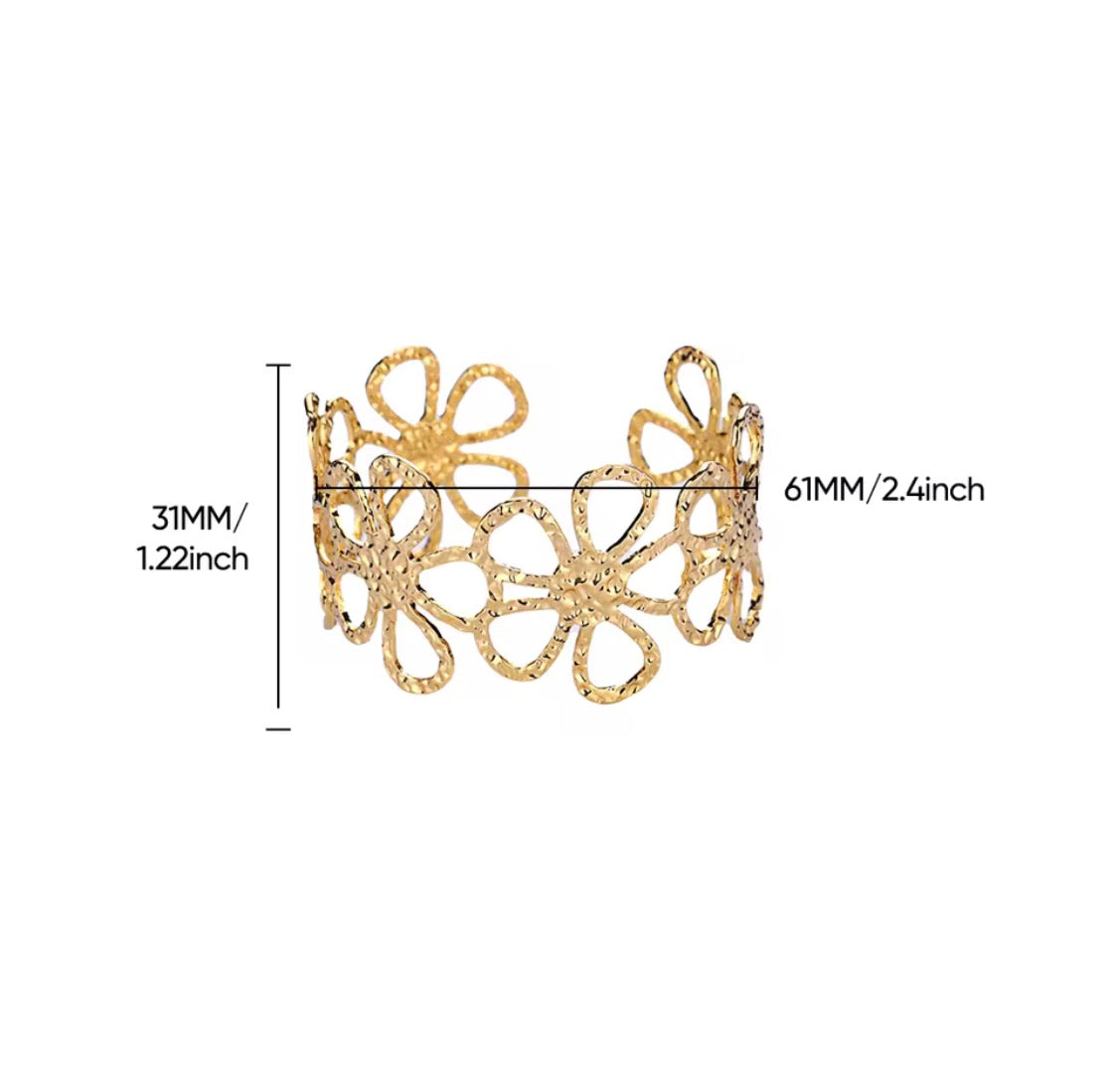 Gold Daisy Flower Cuff Bracelet