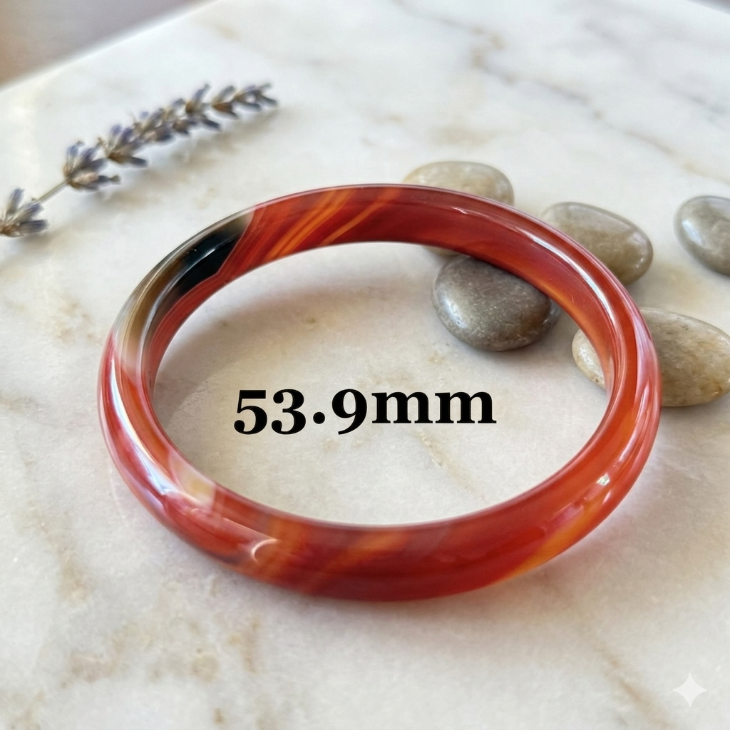 Carnelian Bangle Bracelet - Energy, Confidence S-XL wrist