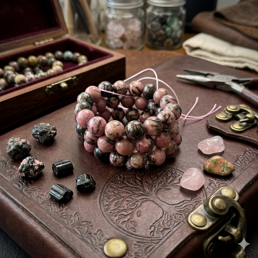 Natural gemstone jewelry being handcrafted