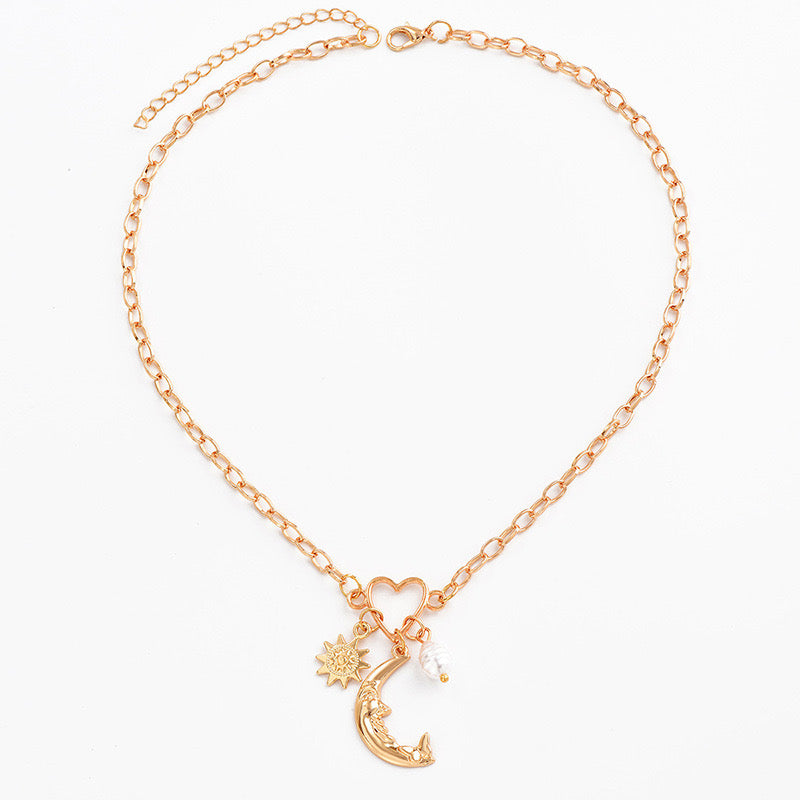 Celestial Sun & Moon Charm Necklace
