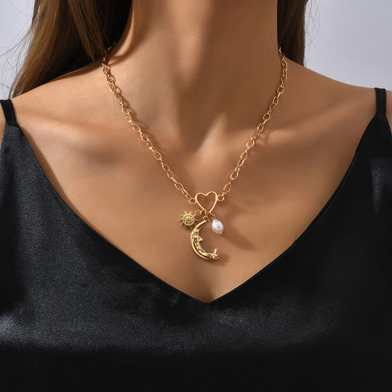 Celestial Sun & Moon Charm Necklace