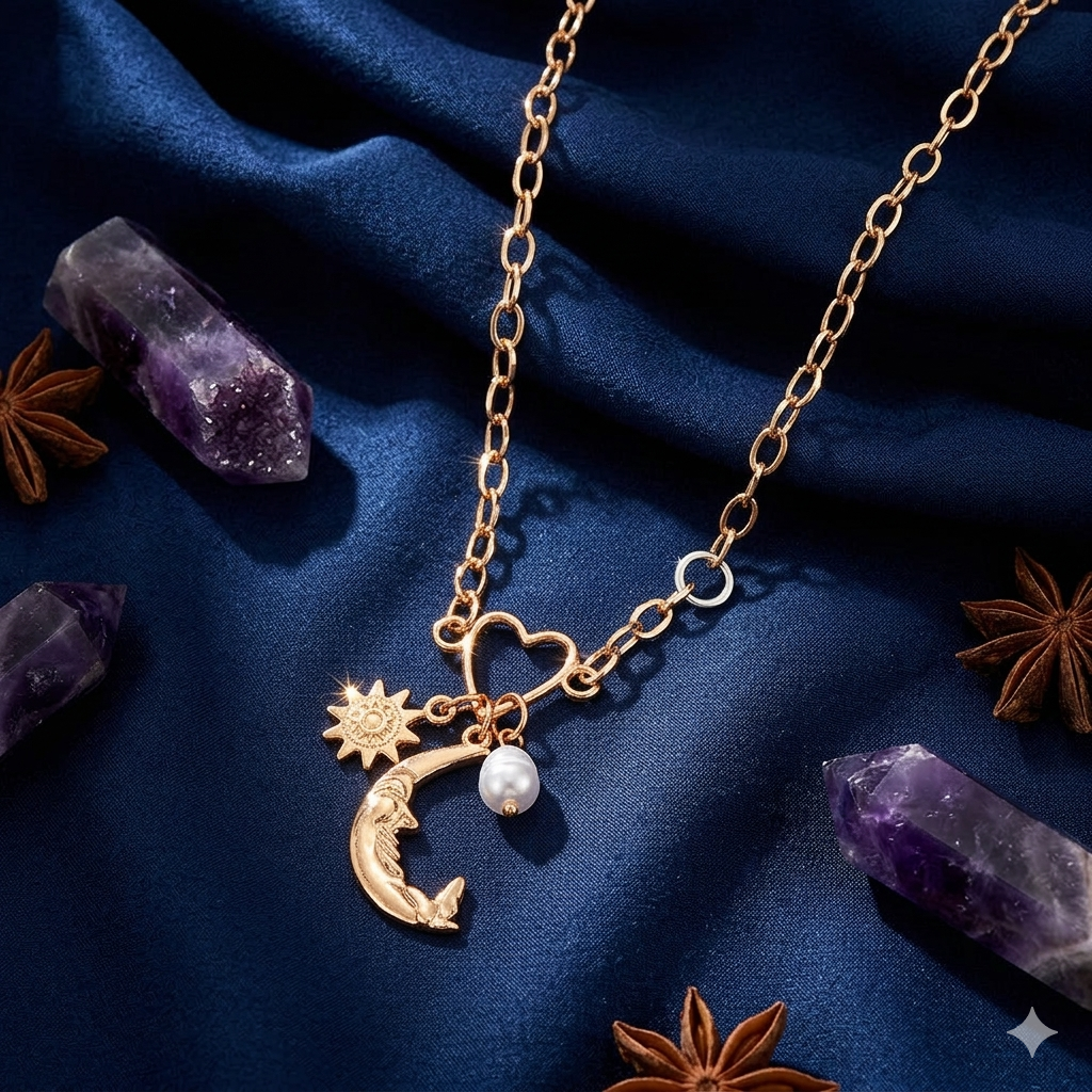 Celestial Sun & Moon Charm Necklace