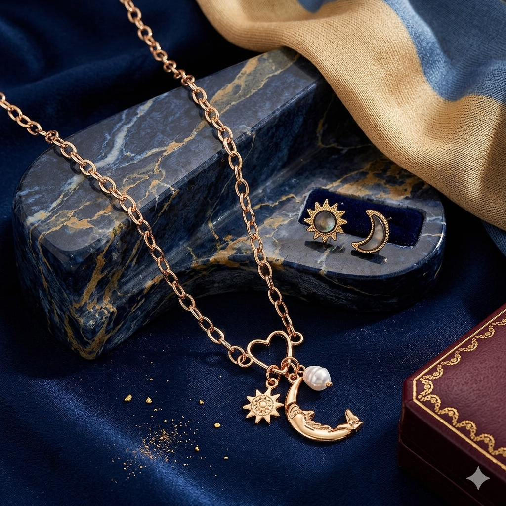 Celestial Sun & Moon Charm Necklace