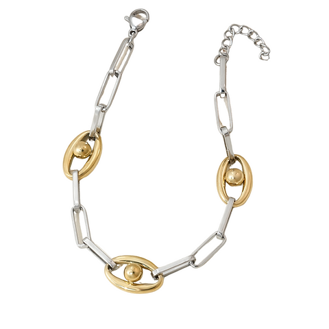 Gold Mariner Link & Paperclip Chain Bracelet