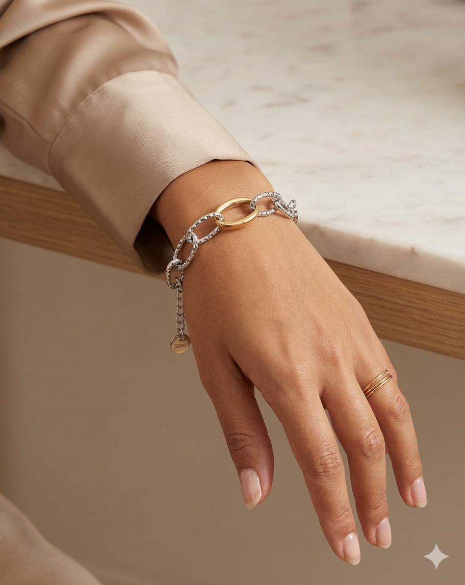 Two-Tone Chain Link Bracelet