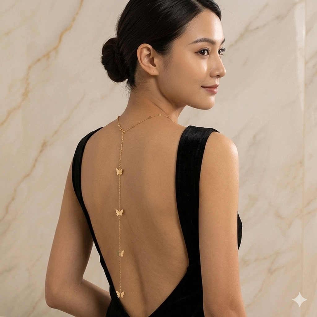 Gold Butterfly Back Necklace system