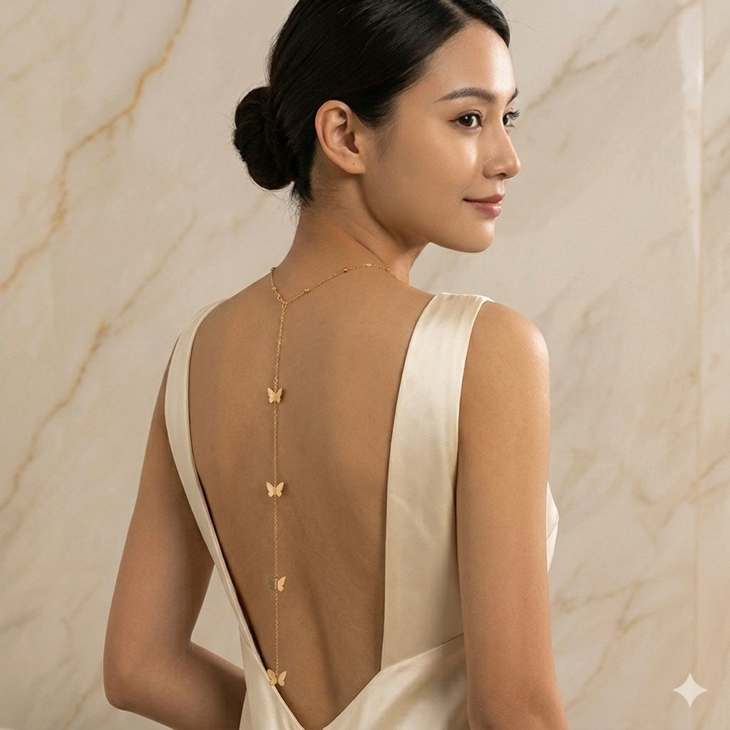 Gold Butterfly Back Necklace system