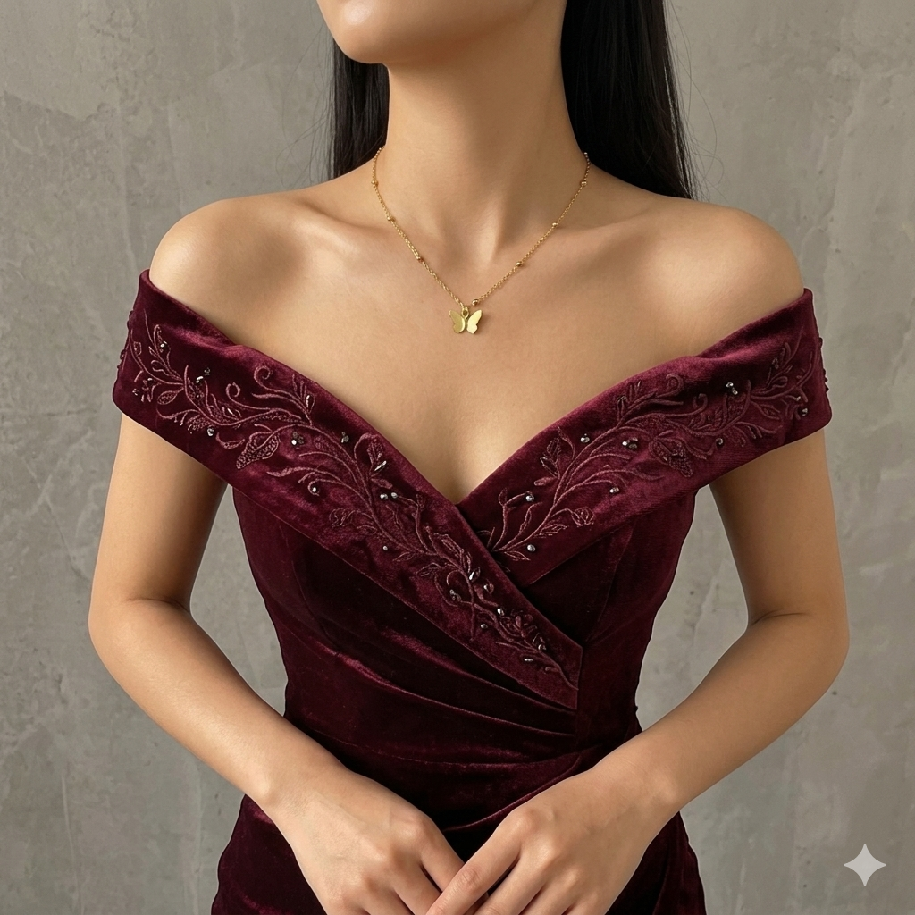 Gold Butterfly Back Necklace system