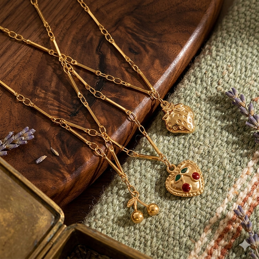 Gold Layered Charm Necklace Set