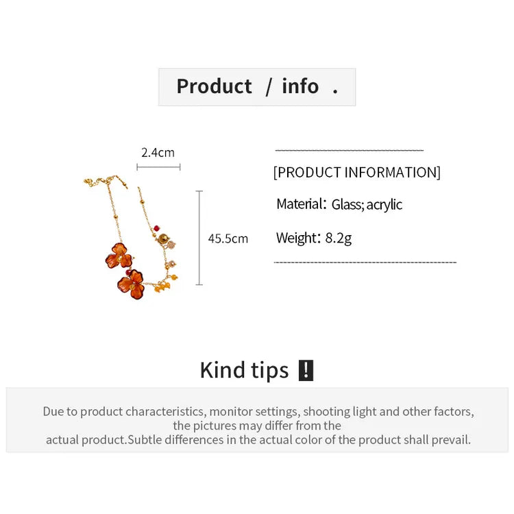 Amber Blossom Glass Flower Necklace