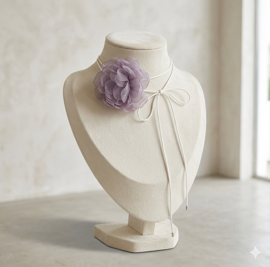 Organza Bloom Flower Choker Necklace
