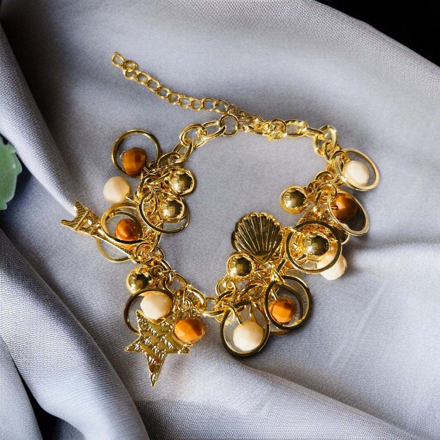 Luxury Gold Tone Ocean Charm Bracelet