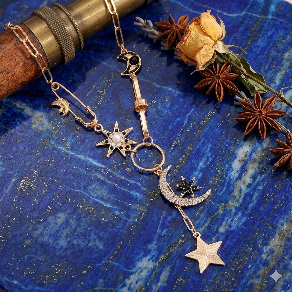 Celestial Moon & Star Charm Necklace