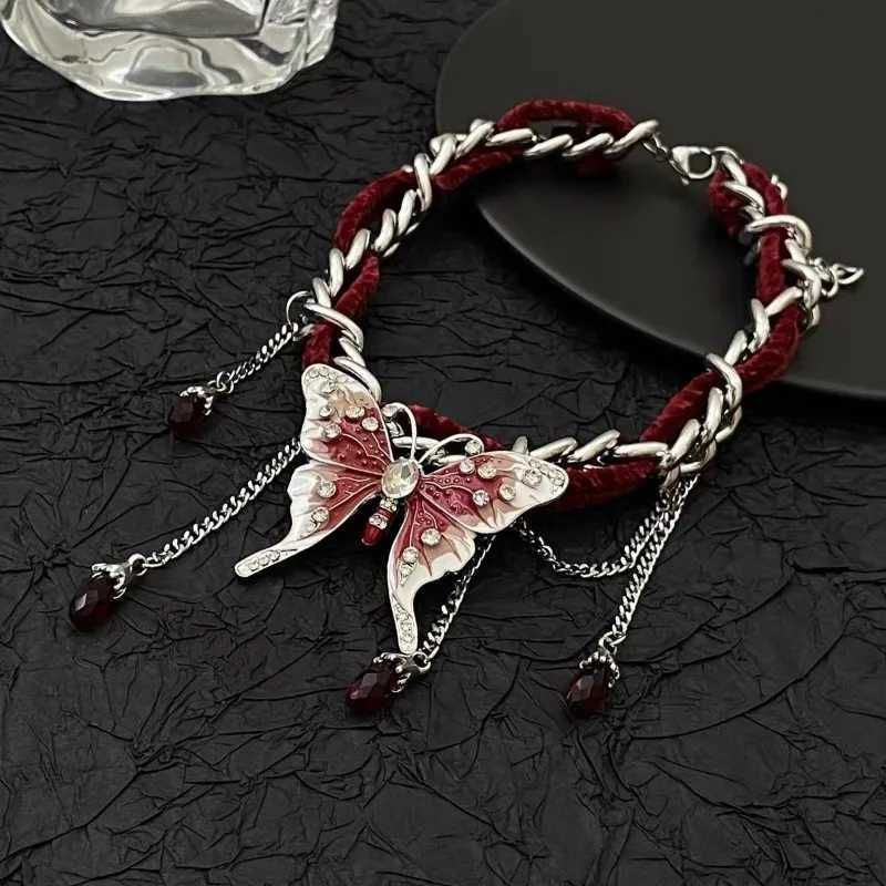 Crimson Butterfly Velvet Chain Choker