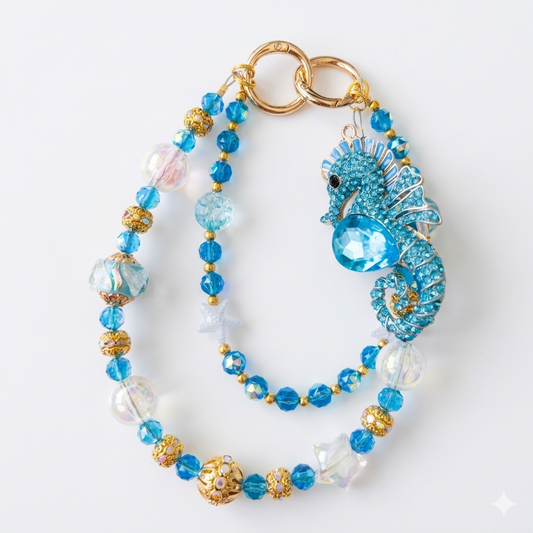 Ocean Seahorse Beaded Keychain – Custom Made for Lola