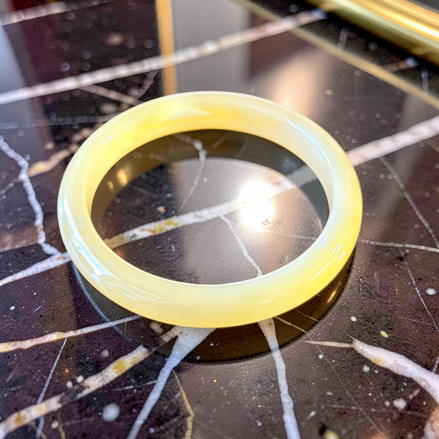 Vivid Honey Agate Bangle Bracelet