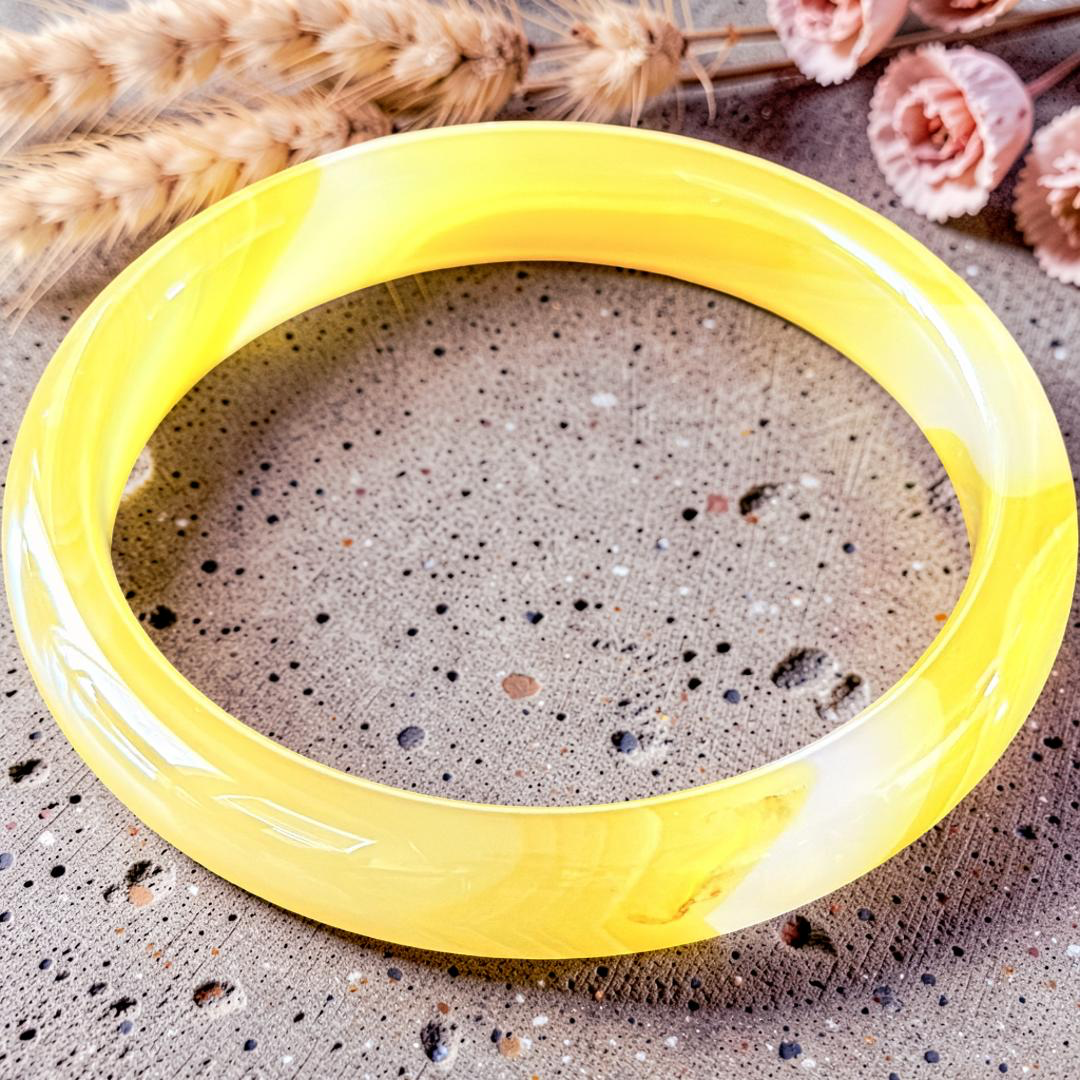 Vivid Honey Agate Bangle Bracelet